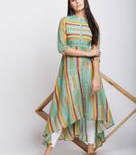 Green printed georgette kurti