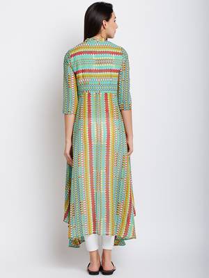 Green printed georgette kurti 3