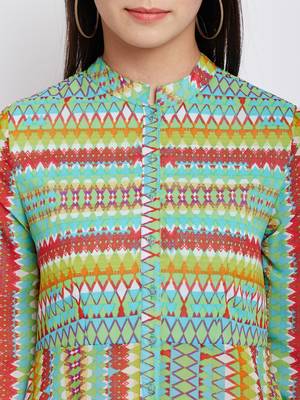Green printed georgette kurti 5