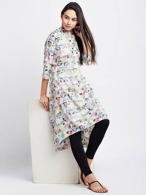 White printed crepe kurti 1