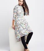 White printed crepe kurti