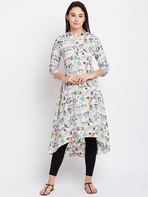 White printed crepe kurti 2