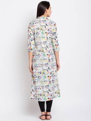 White printed crepe kurti 3