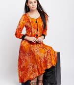 Orange printed viscose rayon kurti