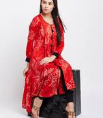 Red printed viscose rayon kurti