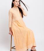 Orange woven cotton chikankari-kurtis