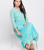 Green woven cotton chikankari-kurtis