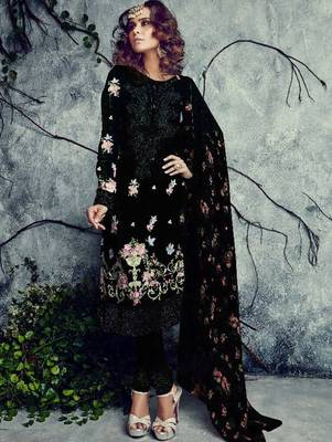 black embroidered georgette semi_stitched salwar with dupatta 1