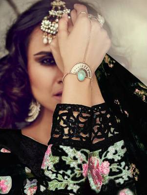 black embroidered georgette semi_stitched salwar with dupatta 2