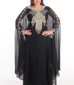 Black Zari Work Georgette Islamic Style Party Wear Stones And Beads Embedded Arabian Kaftan