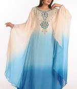 Multicolor Zari Work Georgette Islamic Style Party Wear Stones And Beads Embedded Arabian Kaftan