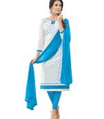 White Embroidered Cotton Salwar With Dupatta