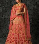 Pink silk heavy embroidery bridal lehenga with dupatta