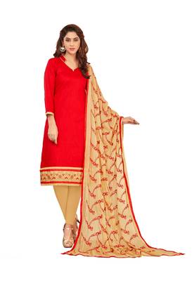 Red embroidered cotton salwar 1