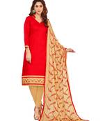Red embroidered cotton salwar