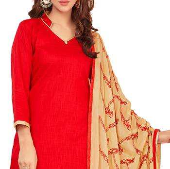 Red embroidered cotton salwar 2