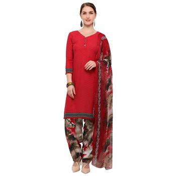 Red abstract print crepe salwar 1