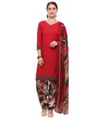 Red abstract print crepe salwar