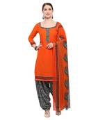 Orange Block Print Crepe Salwar