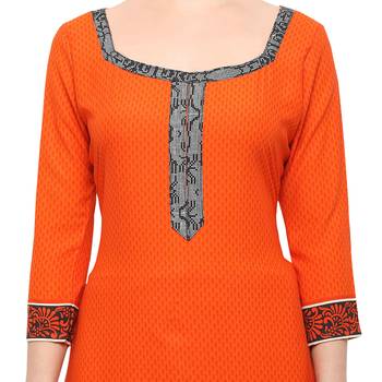 Orange Block Print Crepe Salwar 4