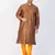 Men Brown Silk Blend Sherwani Style Kurta Set