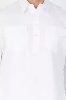 White Cotton Blend Plain Pathani Kurta Pajama For 