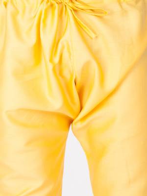 Men'S Yellow Cotton Blend Pathani Kurta Set 5