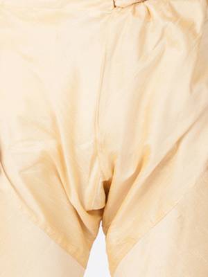Men White Cotton Silk Kurta And Pyjama Set 5