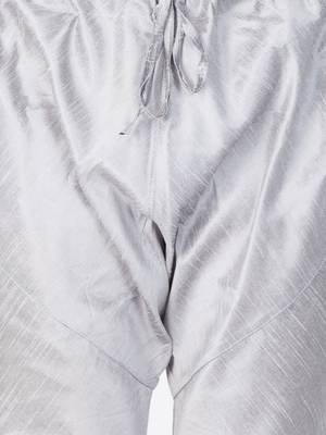 Men Grey Cotton Silk Kurta And Pyjama Set 5