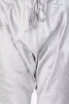 Men Grey Cotton Silk Kurta And Pyjama Set