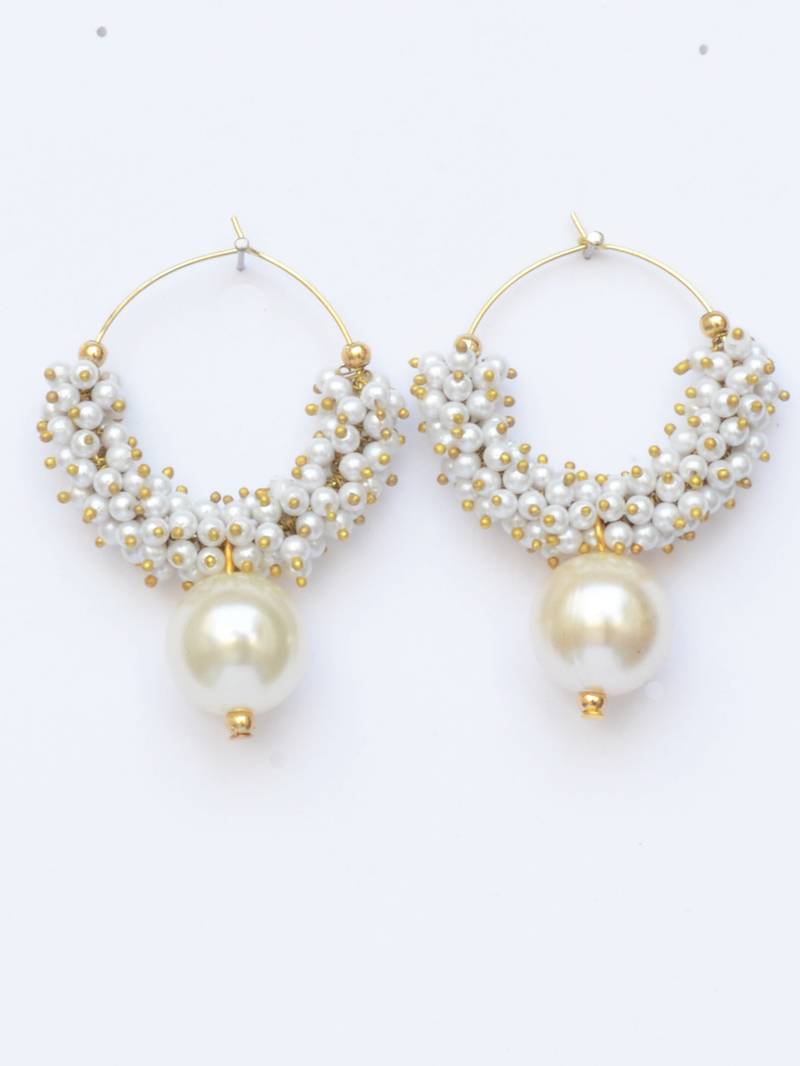 Foppish Mart Pearl White Desire Hoops For Women