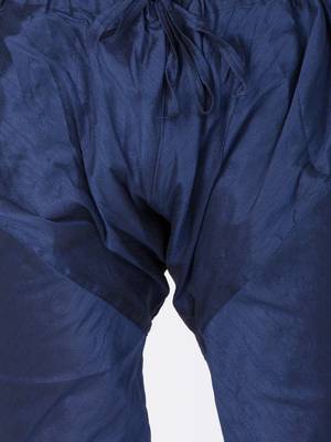 Men Blue Cotton Silk Kurta And Pyjama Set 5