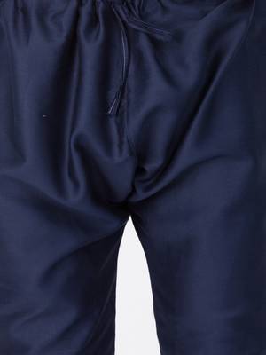 Men Blue Cotton Kurta And Pyjama Set 5