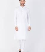 Men White Cotton Kurta And Pyjama Set