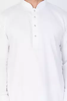 Men White Cotton Kurta And Pyjama Set