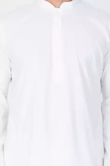 Men White Cotton Kurta And Pyjama Set