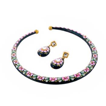 Dark Green Enamel Work Traditional Hasli 1
