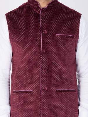 Men White Cotton Kurta Modi Jacket And Pyjama Set 2