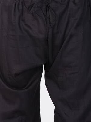 Men Black Cotton Kurta Modi Jacket And Pyjama Set 3