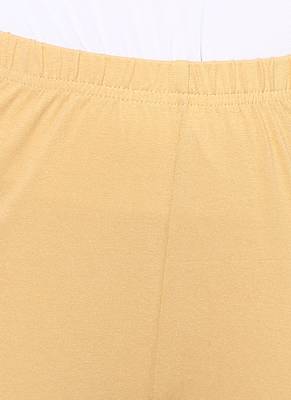 Mytri Women's Beige Cotton Lycra Knitted Solid Slim Fit Leggings 5