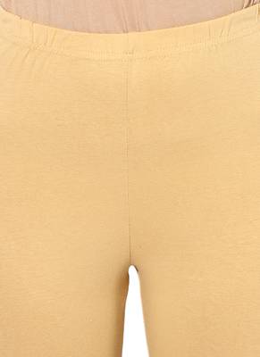 Mytri Women's Beige Cotton Lycra Knitted Printed Slim Fit Leggings 5