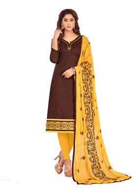 Brown embroidered cotton salwar 1
