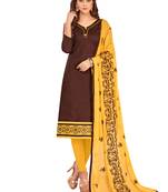 Brown embroidered cotton salwar
