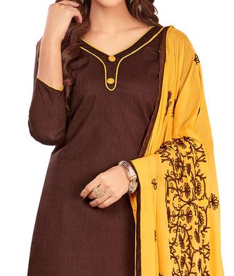 Brown embroidered cotton salwar 2