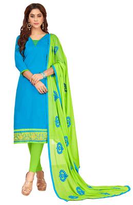 Sky-blue embroidered cotton salwar 1
