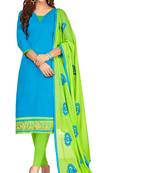 Sky-blue embroidered cotton salwar