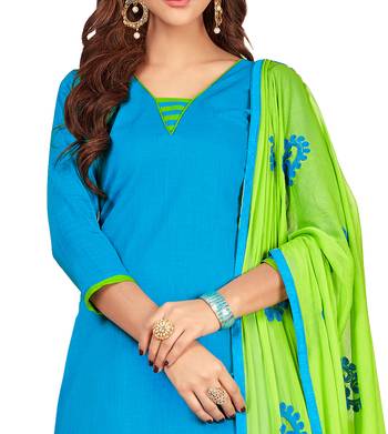 Sky-blue embroidered cotton salwar 2