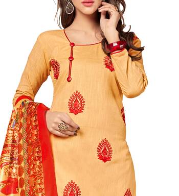 Beige embroidered cotton salwar 2