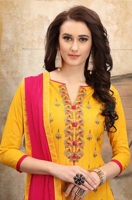 Mustard embroidered cotton salwar 2