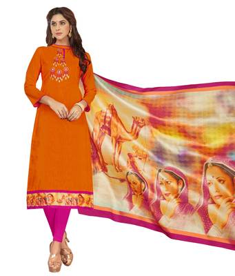 Orange embroidered cotton salwar 1